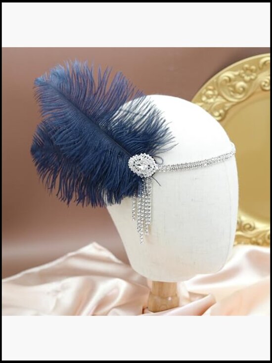 Gatsby Flapper Headband Rhinestone Tassel Roaring 20s Party Accessory Stretch main image 5